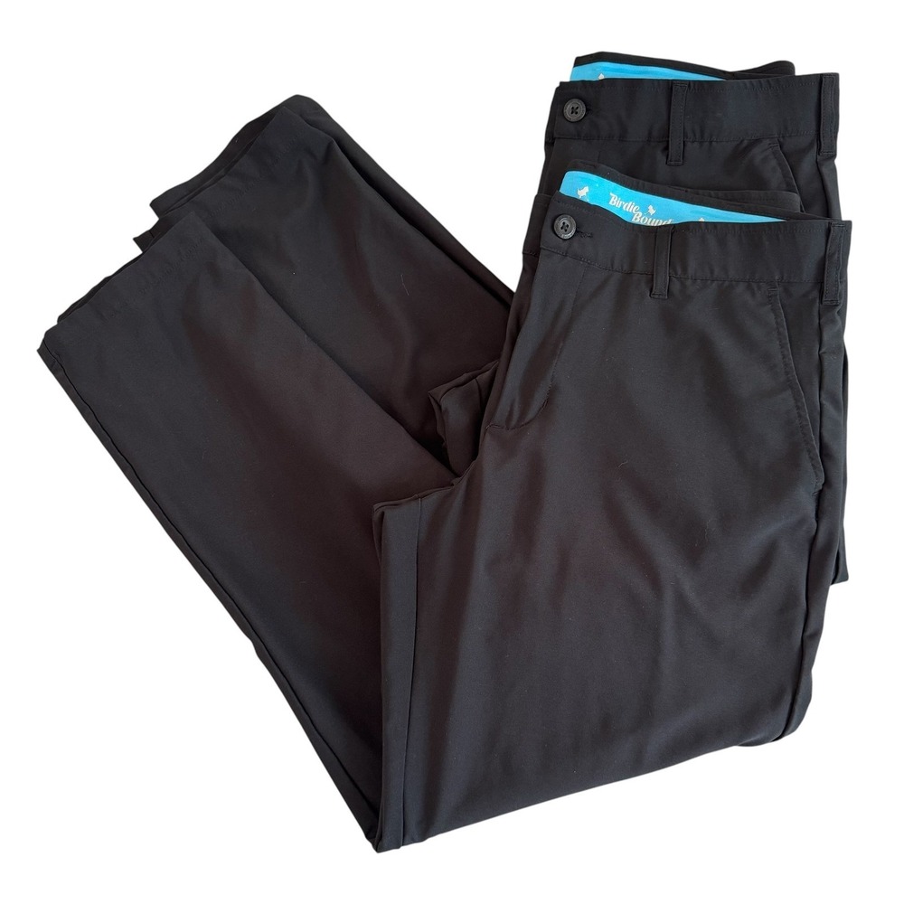 Birdie Bound Black 34x28 Stretch Straight Leg Performance Men's Golf Pants x2